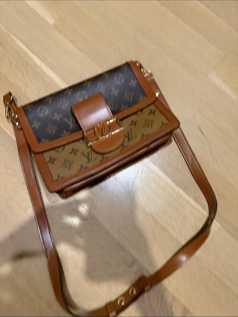 Designer-Style Brown and Tan Monogram Crossbody Bag